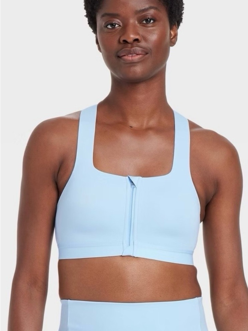 Women's Front-Zip All in Motion High Support Sports Bra - Light Blue